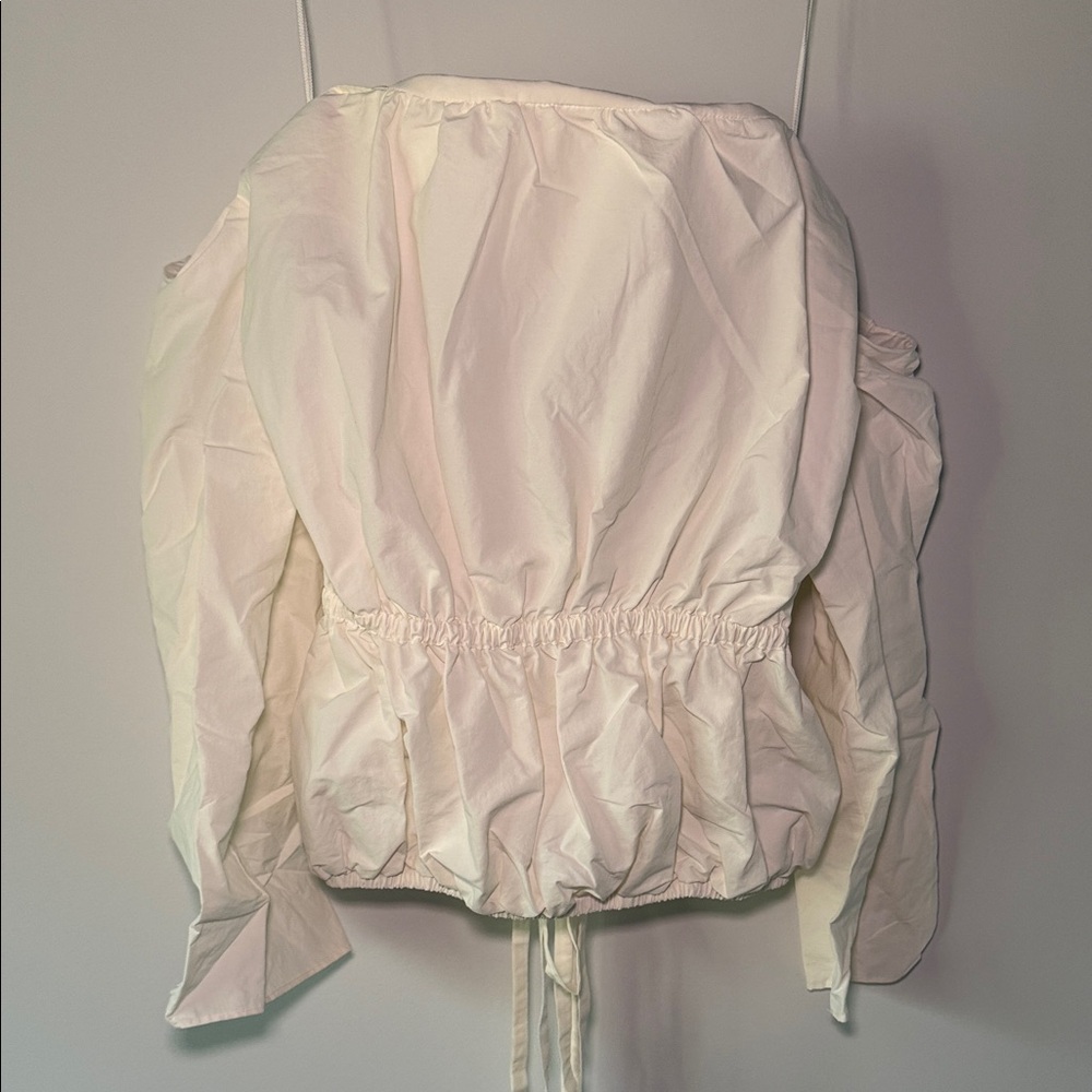 Christopher Esber Cream Gathered Off The Shoulder Top